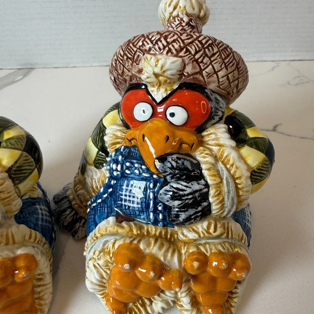 Fitz & Floyd Essentials Scary Crow Salt Pepper Shakers Fall Harvest Halloween